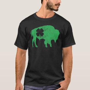 Camiseta Dia de São Patrício Verde Shamrock Buffalo Bison I