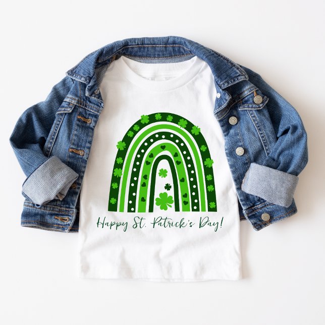 Camiseta Dia de São Patrício Verde Trevo Arco-íris  (Criador carregado)
