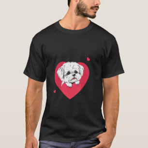 Camiseta Dia de São Valentim Coração de Cachorro Fofo e Mac
