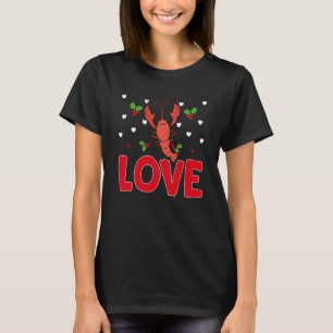 Camiseta Dia de São Valentim Corações Amor Lagostins Animai