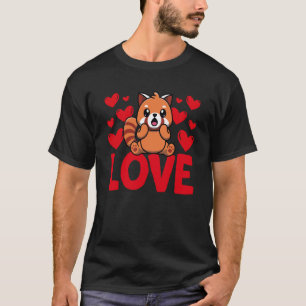 Camiseta Dia de São Valentim Corações Amor Panda Vermelho A