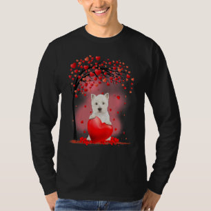 Camiseta Dia de São Valentim Westie Árvore Coração Cachorro