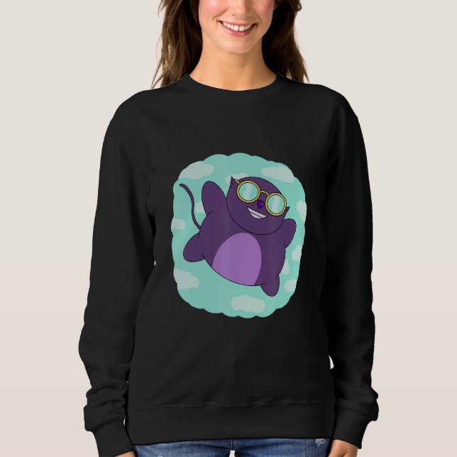 Camiseta Dia de Sonho Gatinho Voador Gatinho Roxo Design (Frente)