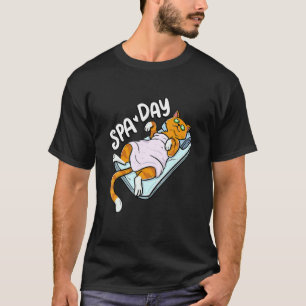 Camiseta Dia de Spa de Gatinho Preguiçoso Fofo Titular de G