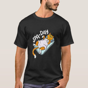 Camiseta Dia de Spa de Gatinho Preguiçoso Fofo Titular de G