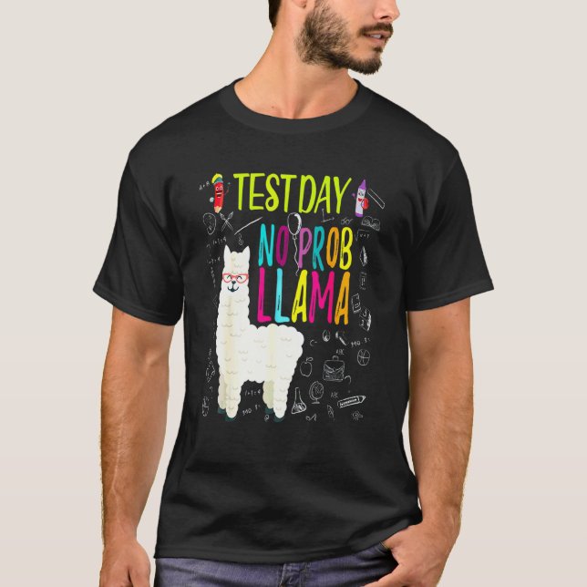 Camiseta Dia de Teste Divertido Sem Prob Llama (Frente)