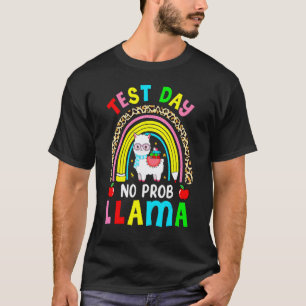 Camiseta Dia de Teste Divertido Sem Prob Llama Dia Feliz de