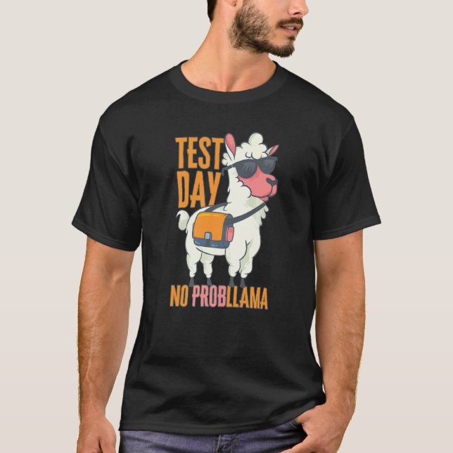 Camiseta Dia de Teste Divertido Sem Probllama Lhama Alpaca  (Frente)