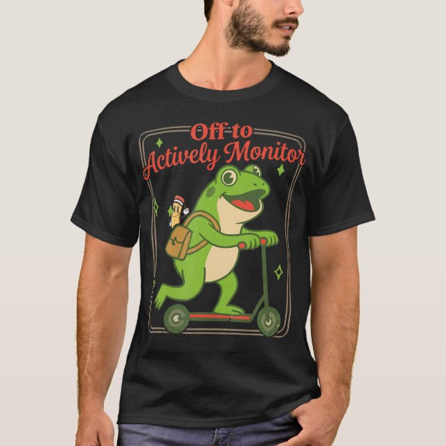 Camiseta Dia de Teste do Sapo para Monitorar Ativamente (Frente)