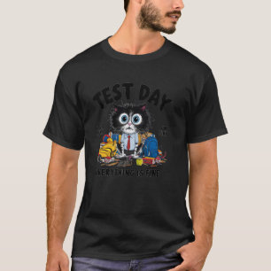 Camiseta Dia de Teste Gato Estressado Divertido Professor A