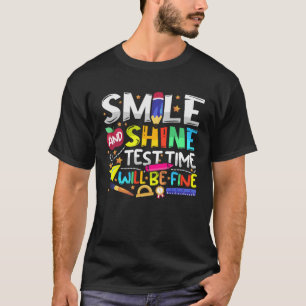 Camiseta Dia de Teste Mulheres Professoras Sorriem E Brilha