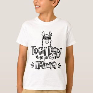 Camiseta Dia de Teste Sem Prob-llama Llama Dia 1 de Teste d