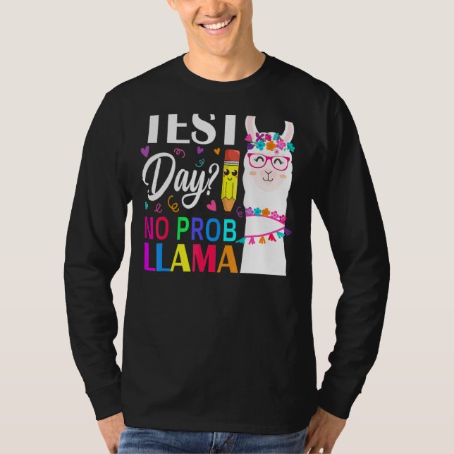 Camiseta Dia de Teste Sem Prob Llama Llama Dia de Teste de  (Frente)