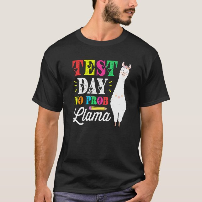 Camiseta Dia de Teste Sem Prob Llama Teste Dia de Teste Tes (Frente)