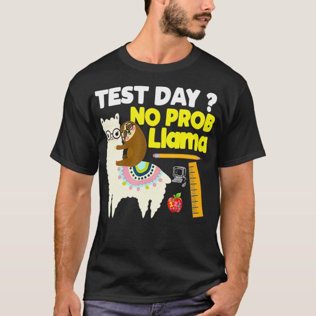 Camiseta Dia de Teste Sem ProbLama Funny Exam Com Lenta E L (Frente)