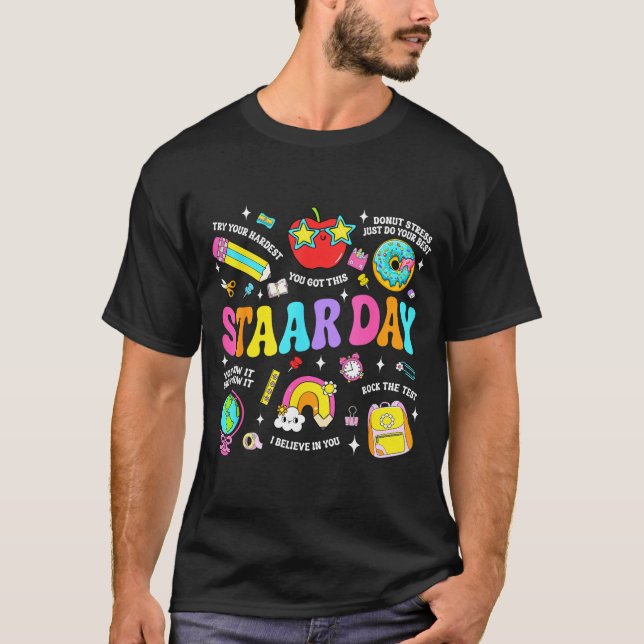 Camiseta Dia de teste Staar professor aluno positivo profes (Frente)