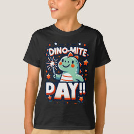 Camiseta Dia Dino-Mite das Crianças - Dinossauro Festivo e 