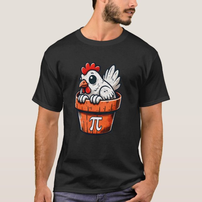 Camiseta Dia Divertido do Frango Pot Pi 3.14 Símbolo Pi Ens (Frente)