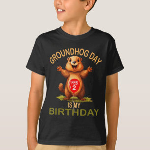 Camiseta Dia Divertido do Groundhog é Meu Aniversário, Grou