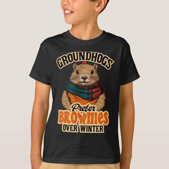 Camiseta Dia Divertido do Groundhog Groundhogs Preferem Bro (Frente)