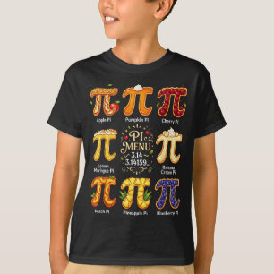 Camiseta Dia Divertido do Pi 3.14 Menu Pi Frutas Professor