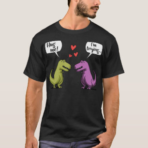 Camiseta Dia do Abraço de Casal de Dinossauro T-Rex Namorad