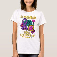 Dia do Alzheimer Lembrar Coração Moldura Laço Roxo