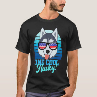 Camiseta Dia do Cão de Trineo Husky bandeira dos EUA Husky