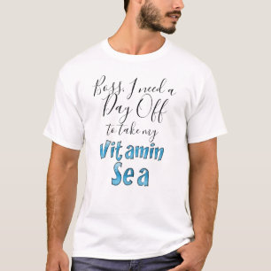 Camiseta Dia do Chefe fora da Vitamina Sea Blue Typografia