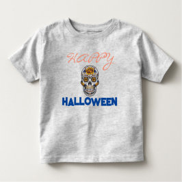Camiseta Dia Do Crânio Da Feliz Festa Laranja De Halloween
