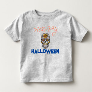 Camiseta Dia Do Crânio Da Feliz Festa Laranja De Halloween