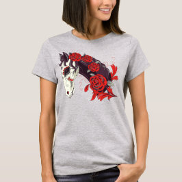Camiseta Dia do Esqueleto do Cavalo Morto com Rosas