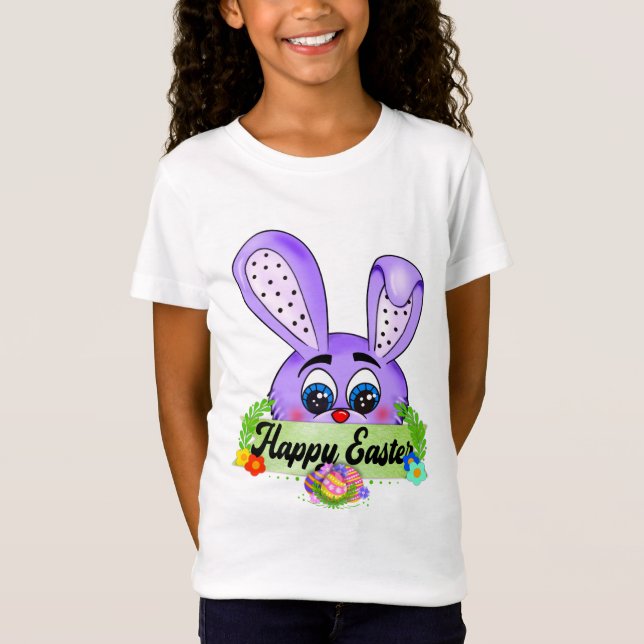 Camiseta Dia do felz pascoa, Coelhinho Roxo (Frente)
