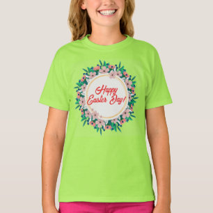 Camiseta Dia Do felz pascoa Com Quadro Floral-23046