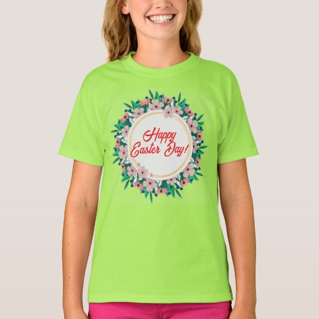 Camiseta Dia Do felz pascoa Com Quadro Floral-23046 (Frente)