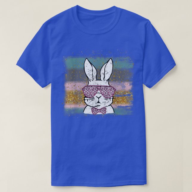 Camiseta Dia do Felz pascoa dos Óculos-Leopardo Bonitos (Frente do Design)