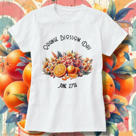 Camiseta Dia do Flor Laranja Personalizado Mulheres