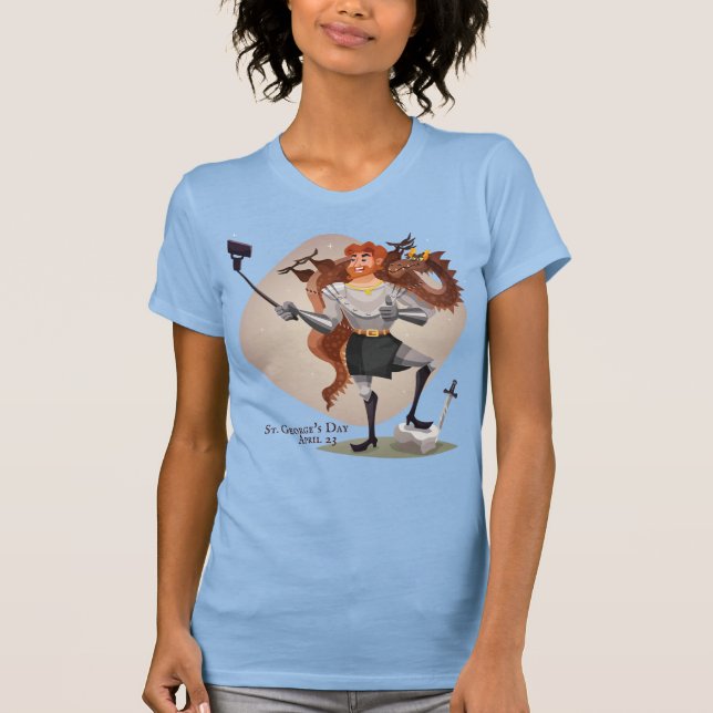 Camiseta Dia do George, selfie com um dragão (Frente)