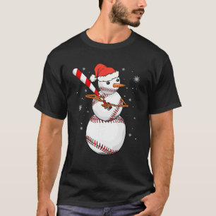 Camiseta Dia do Jogo Baseball Snowman Balls Snow Christmas 