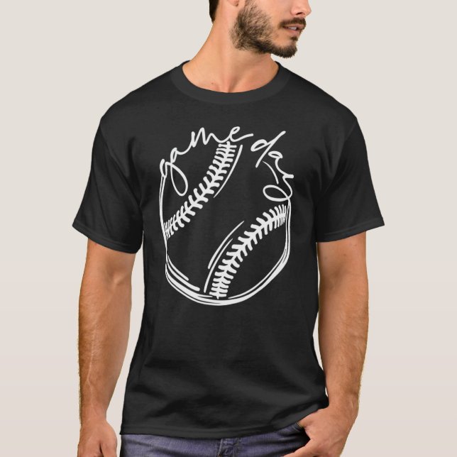 Camiseta Dia do Jogo Baseball Vida Softball com Beisebol (Frente)