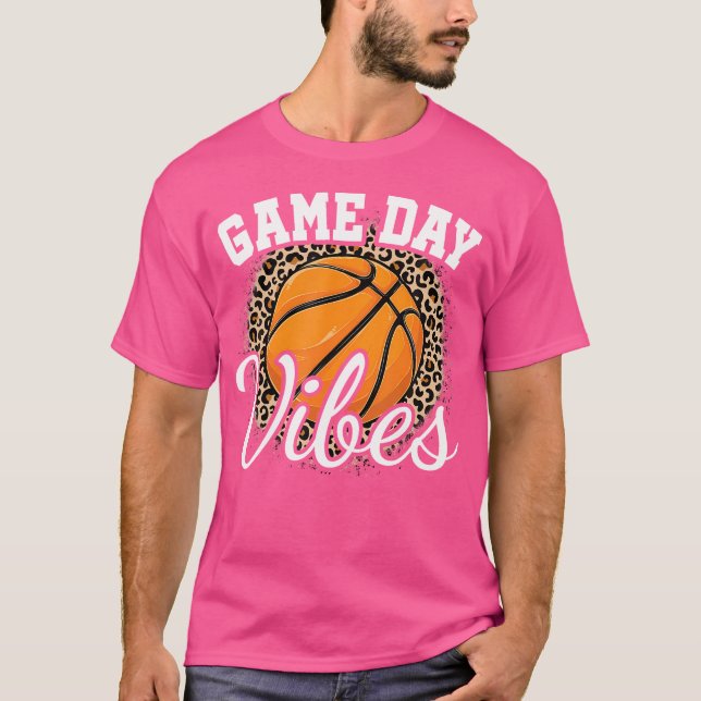 Camiseta Dia do Jogo Basquete Leopardo Imprime Mulheres Men (Frente)