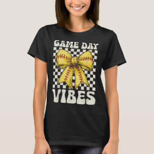 Camiseta Dia do Jogo Vibes Groovy Coquette Arco Softball Mu