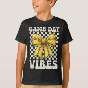 Camiseta Dia do Jogo Vibes Groovy Coquette Arco Softball Mu