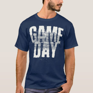 Camiseta Dia do Jogo Vintage Azul Gameday Grunge