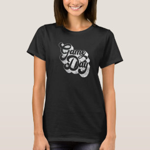Camiseta Dia do Jogo Vintage Impressão de Futebol Branco
