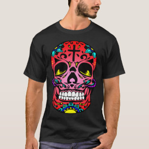 Camiseta Dia do Mal Rosto Vermelho Cruzando O Halloween Do