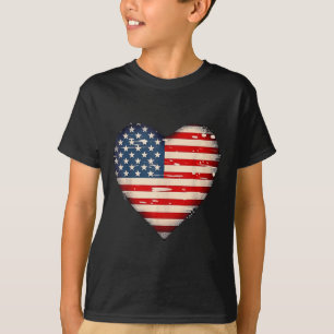 Camiseta Dia do Memorial Patriótico Americano do Coração da