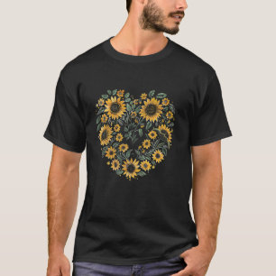 Camiseta Dia do Namorados de Coração da Flor Sunflower Girl