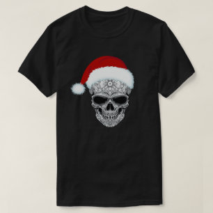 Camiseta Dia do Natal Morto - Crânio De Açúcar No Chapéu De