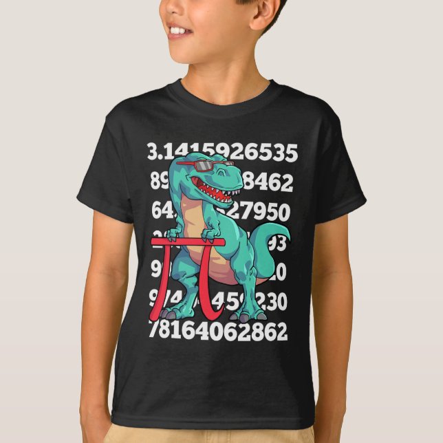 Camiseta Dia do Pi do Dinossauro T Rex Matemática Divertida (Frente)
